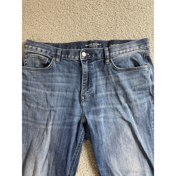 Banana Republic Travel Jean 36x32 Blue Slim Fit Stretch Denim 5 Pocket Mens - Picture 3 of 8